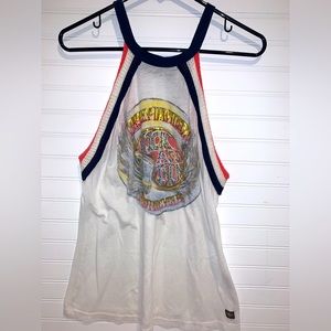 Harley Davidson Women’s White  Racerback Tank With Crochet Size Large